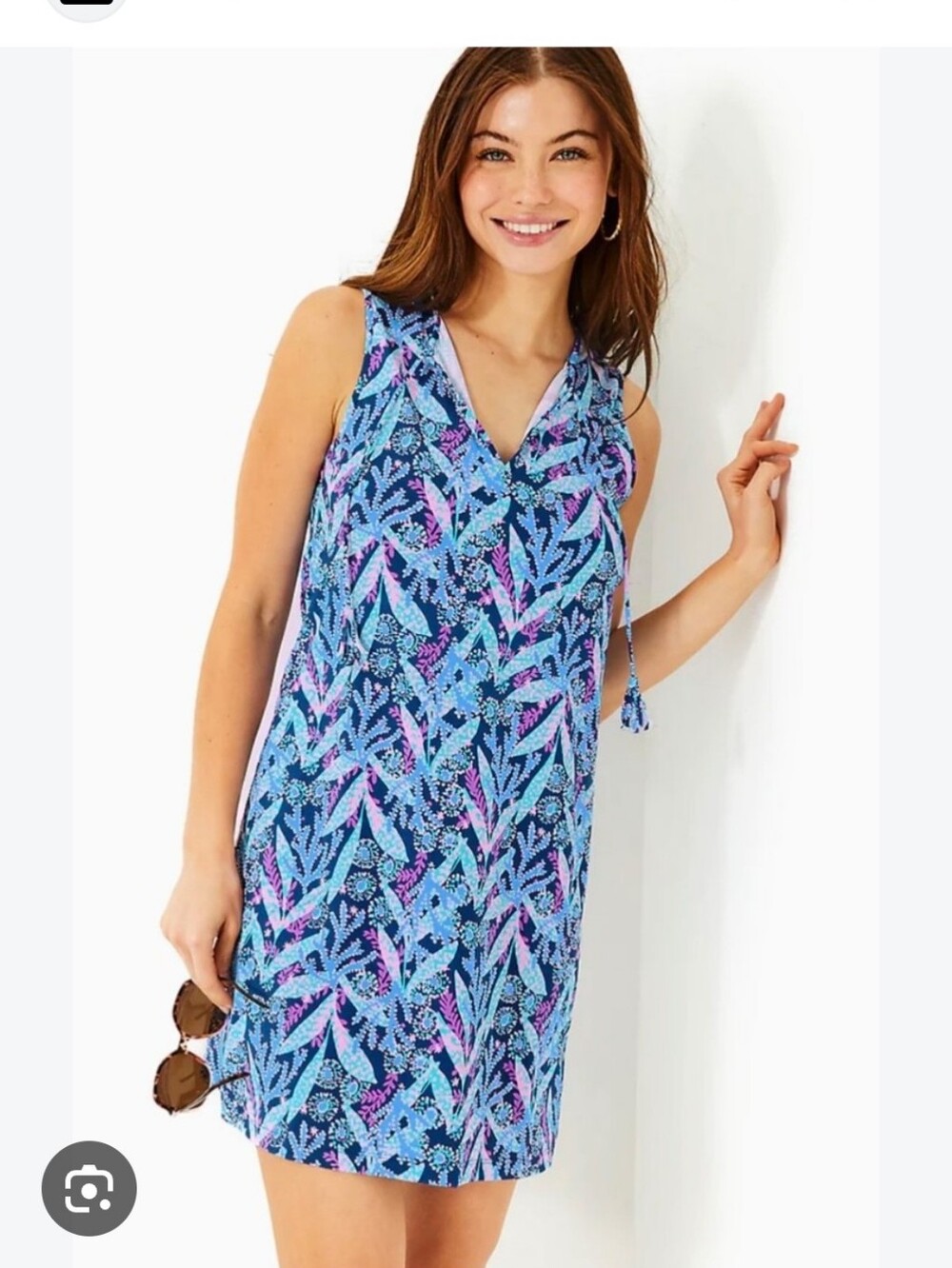 Lilly Pulitzer Blue & Pink V-Neck SleevelessJohana Shift Dress/Cover Up XL